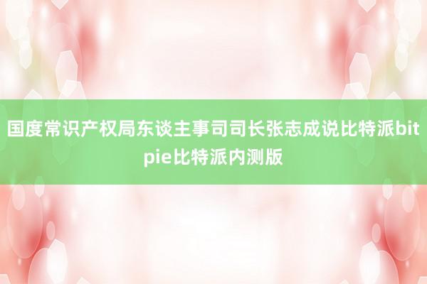 国度常识产权局东谈主事司司长张志成说比特派bitpie比特派内测版