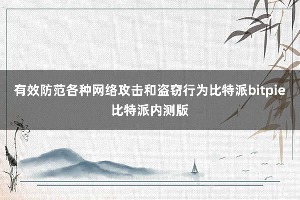 有效防范各种网络攻击和盗窃行为比特派bitpie比特派内测版