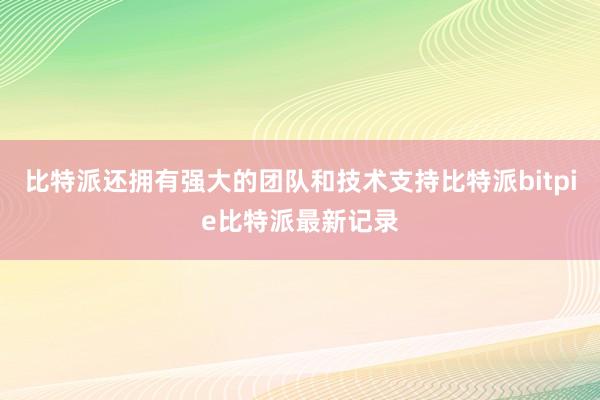 比特派还拥有强大的团队和技术支持比特派bitpie比特派最新记录