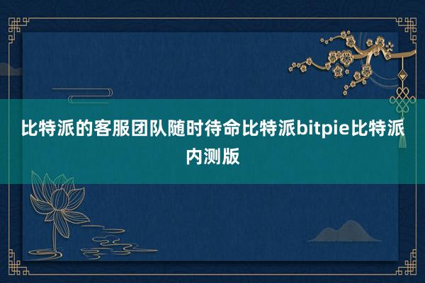 比特派的客服团队随时待命比特派bitpie比特派内测版