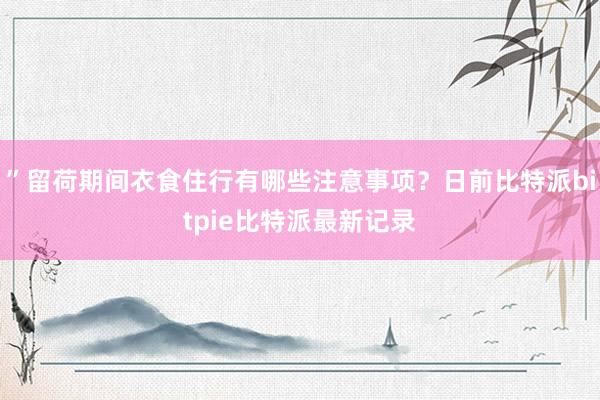 ”留荷期间衣食住行有哪些注意事项？日前比特派bitpie比特派最新记录