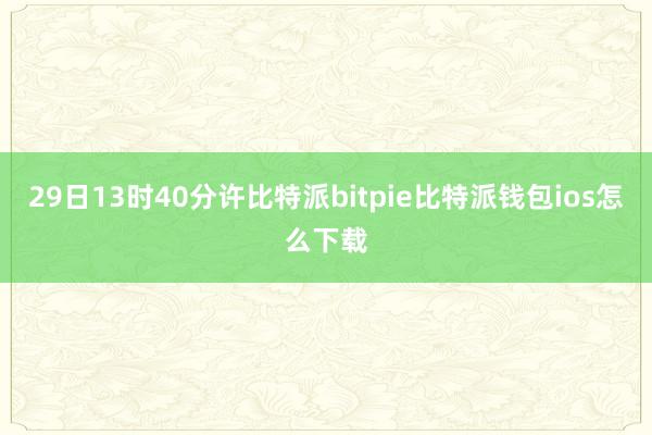 29日13时40分许比特派bitpie比特派钱包ios怎么下载