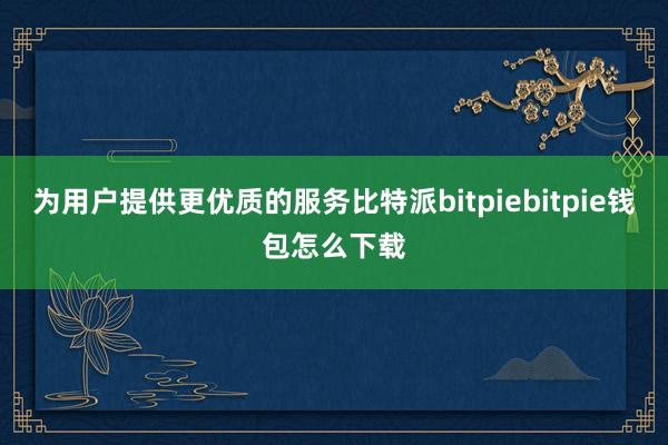 为用户提供更优质的服务比特派bitpiebitpie钱包怎么下载