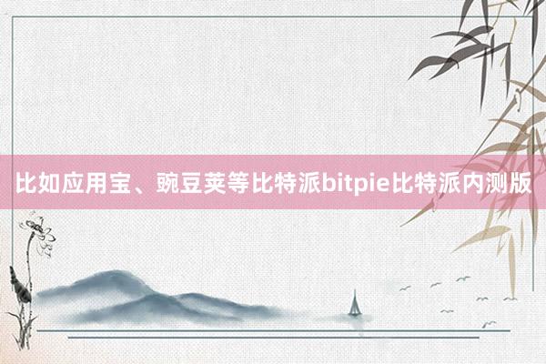 比如应用宝、豌豆荚等比特派bitpie比特派内测版