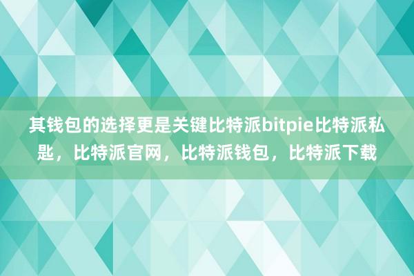 其钱包的选择更是关键比特派bitpie比特派私匙，比特派官网，比特派钱包，比特派下载