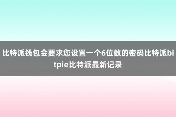 比特派钱包会要求您设置一个6位数的密码比特派bitpie比特派最新记录