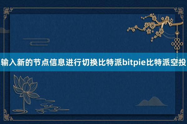 输入新的节点信息进行切换比特派bitpie比特派空投