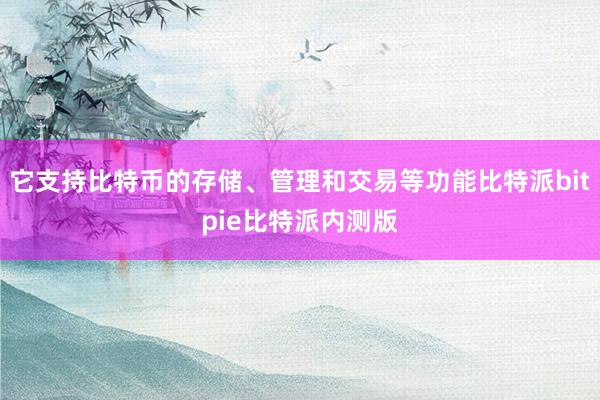 它支持比特币的存储、管理和交易等功能比特派bitpie比特派内测版