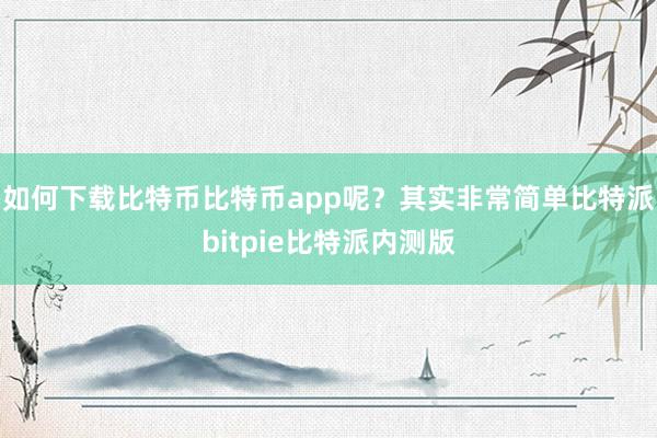 如何下载比特币比特币app呢？其实非常简单比特派bitpie比特派内测版