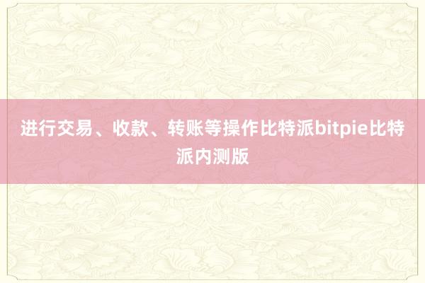 进行交易、收款、转账等操作比特派bitpie比特派内测版