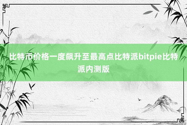 比特币价格一度飙升至最高点比特派bitpie比特派内测版