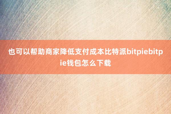 也可以帮助商家降低支付成本比特派bitpiebitpie钱包怎么下载